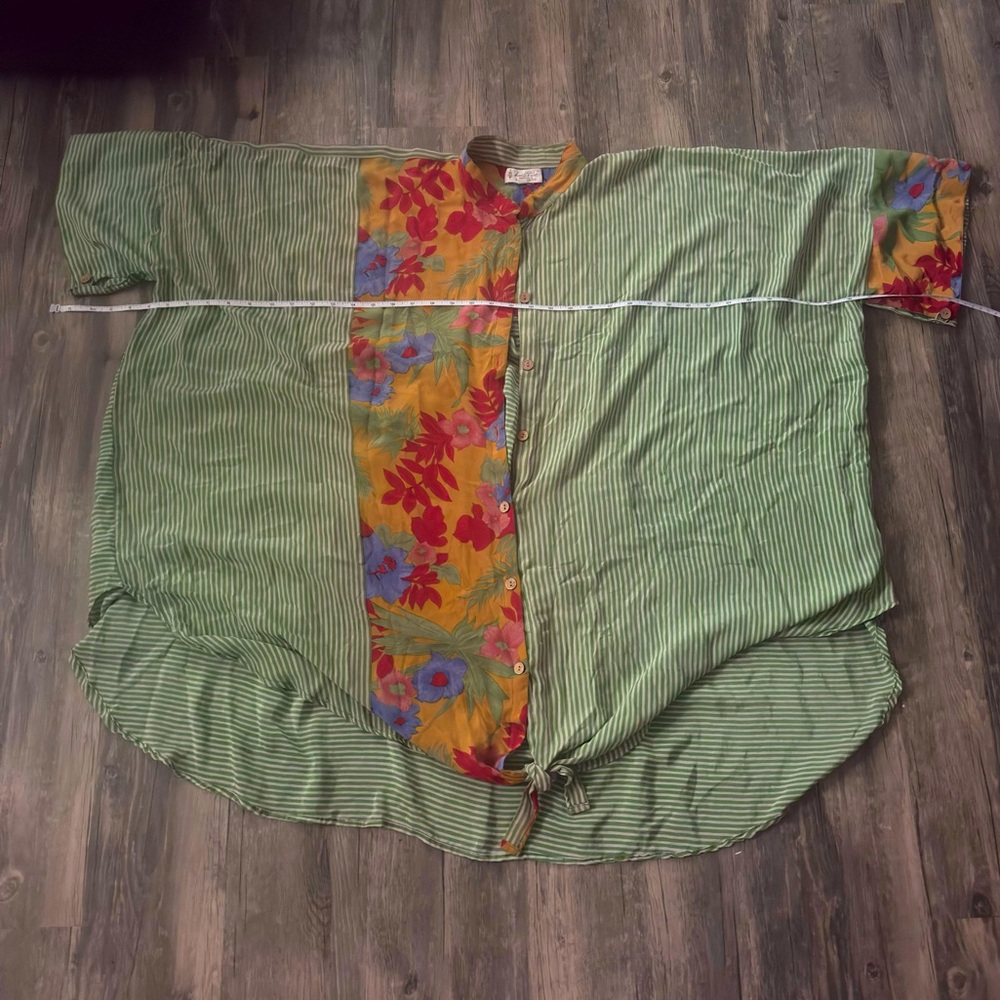 Kantha Bae silk short sleeve button up